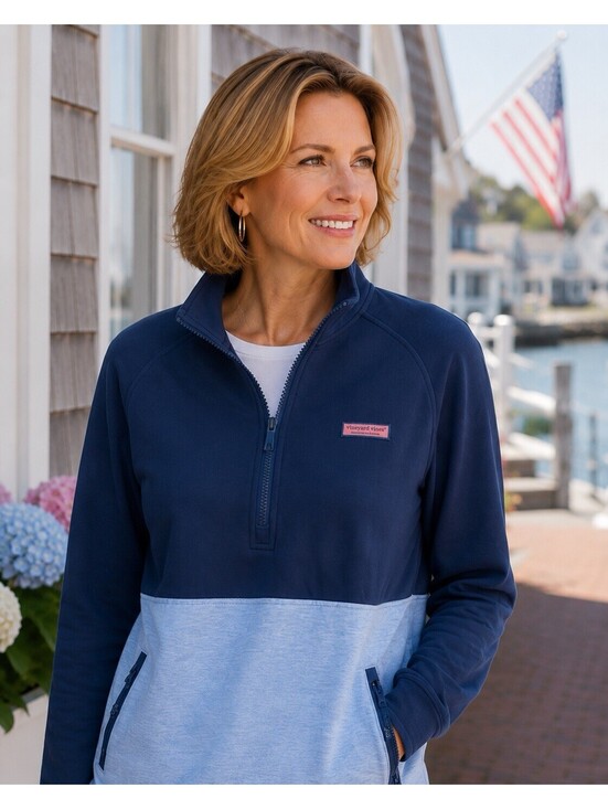 Vineyard Vines Tops - SOLD Vineyard Vines Women’s Pullover Quarter Zip Size Medium Blue Inner Fleece